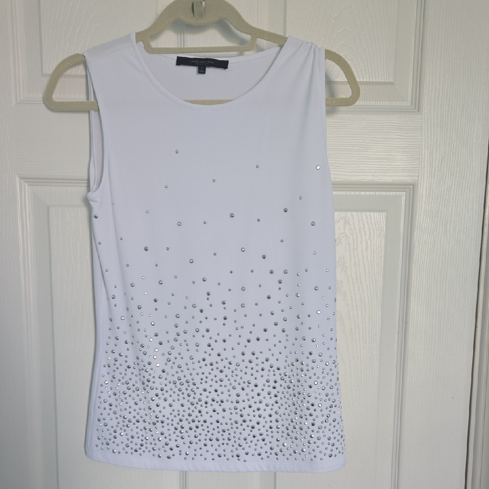Marc New York White and Silver Embellished Tank Top